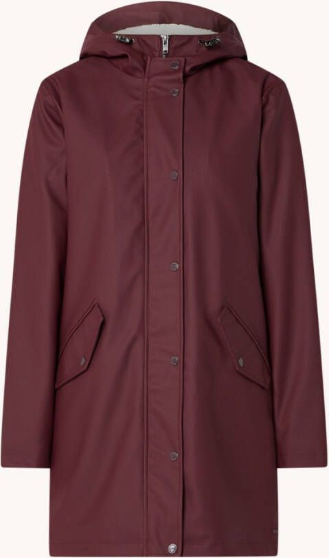 America Today Dames Lange Regenjas Van Gerecycled Polyester Teddy Rood