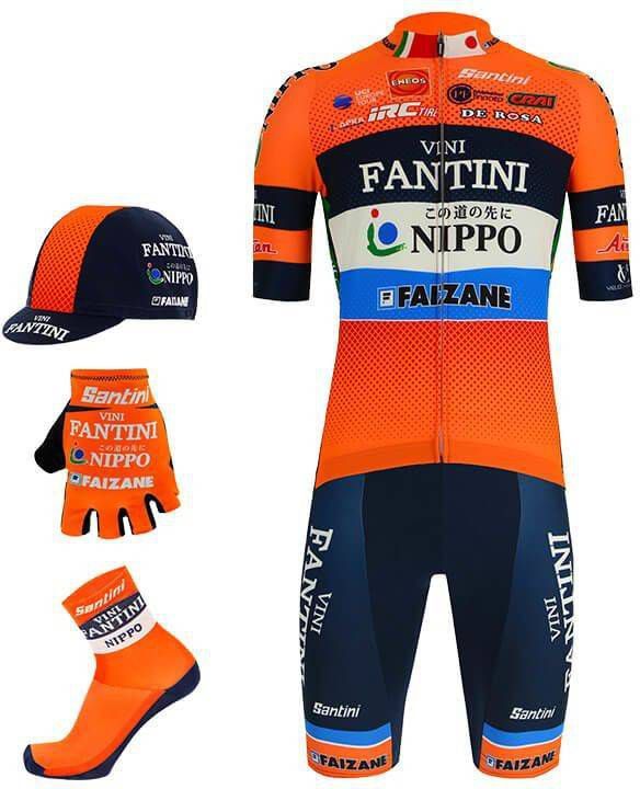 Santini NIPPO VINI FANTINI EUROPA OVINI Set(fietsshirt + fietsbroek ), voor heren, Fiets