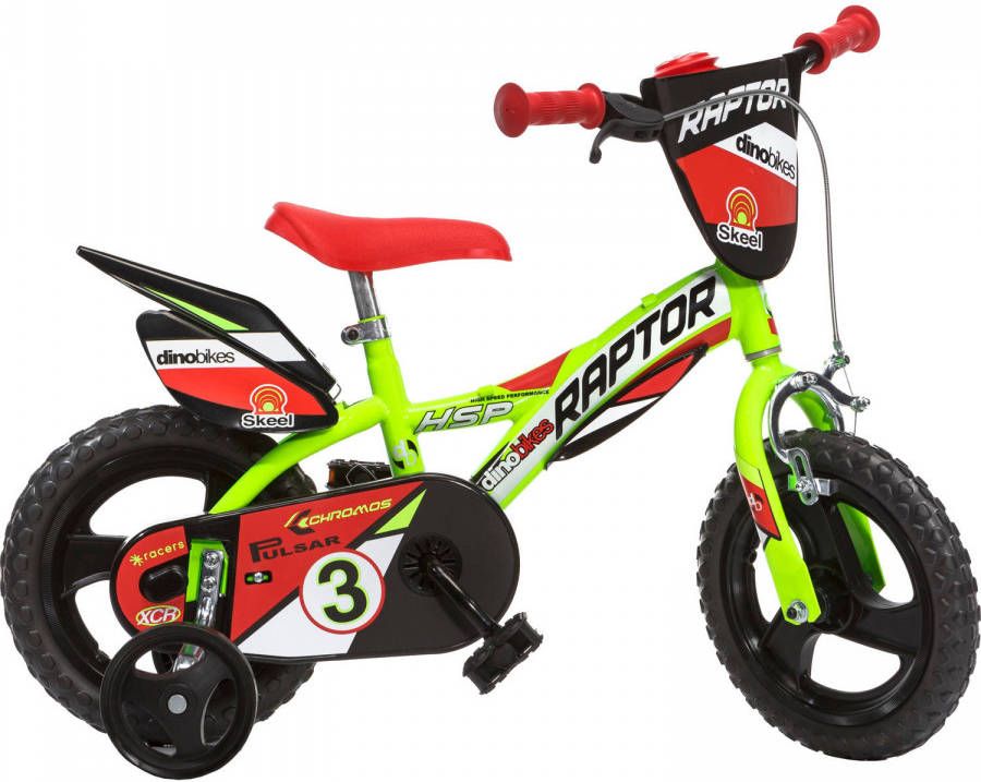 Dino Jongensfiets Raptor 12 Inch 21 Cm Jongens Doortrapper Lichtgeel/rood
