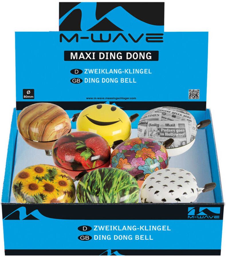 M-Wave Fietsbel Ding dong ø80mm Assortie Kleur(8 stuks )