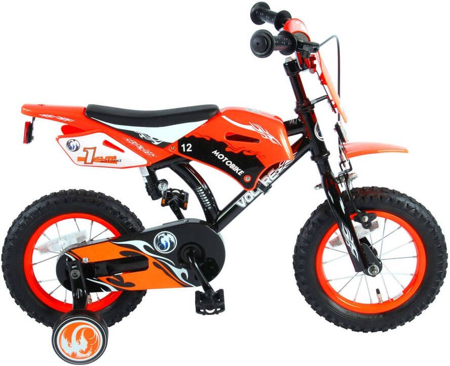 Volare Jongensfiets Motorbike 12 Inch 21, 5 Cm Jongens Terugtraprem Zwart/oranje