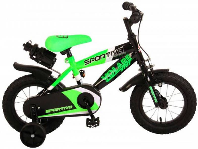 Volare Sportivo Kinderfiets Jongens 12 Inch Neon Groen/zwart 95% Afgemonteerd