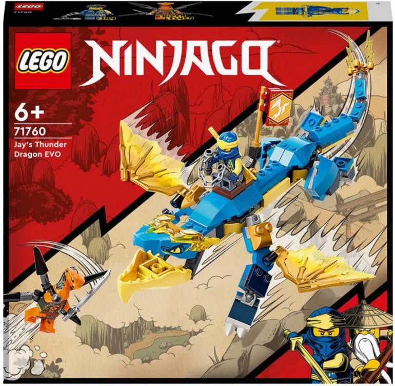 Lego 71760 NINJAGO Jay's Bliksemdraak EVO, Speelgoedfiguur en Snake Viper set, Drakenspeelgoed voor Kinderen van 6+ Jaar