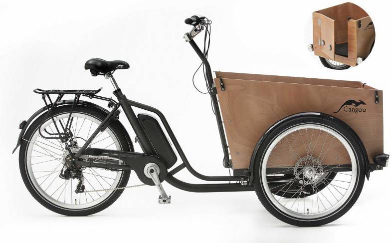 Cangoo Elektrsiche Bakfiets Easy 26" Mat Grijs Naturel 520 Watt Mat grijs