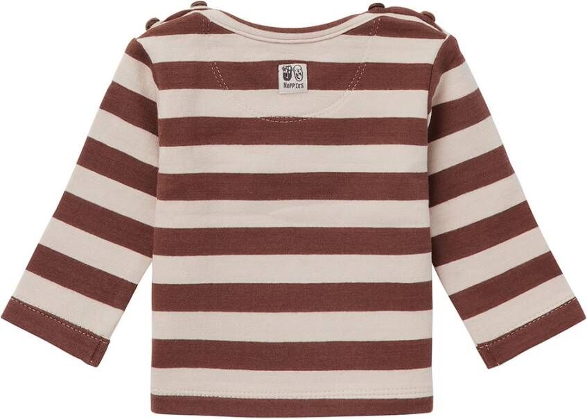 Noppies baby gestreepte longsleeve Reno bruin