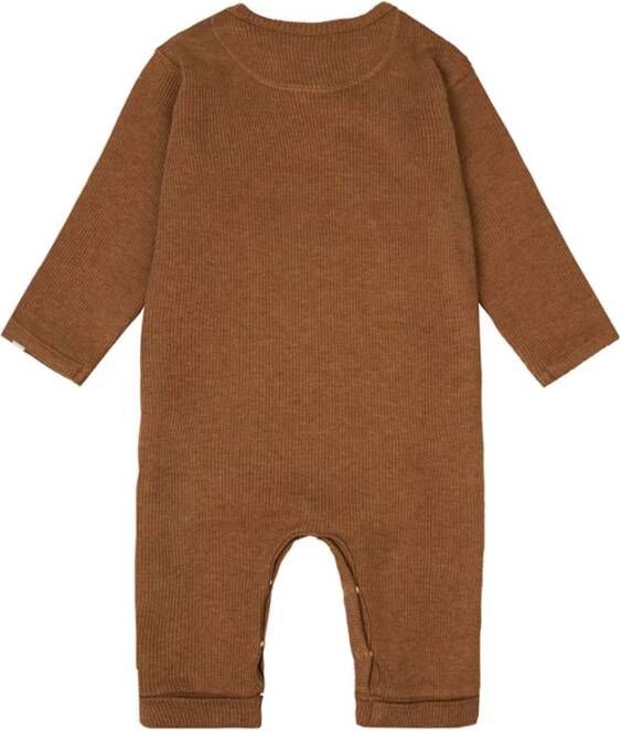 Noppies Babykleding Unisex Playsuit Long Sleeve Rib Nevis Bruin