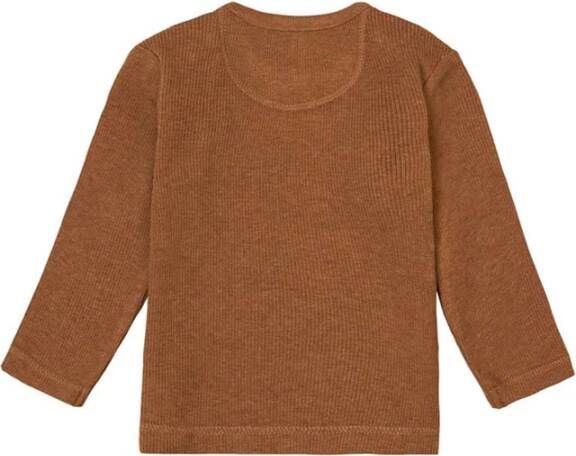 Noppies T shirts Unisex Long Sleeve Rib Natal Bruin