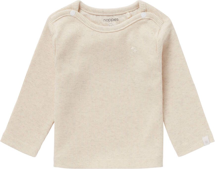 Noppies baby gemêleerde ribgebreide longsleeve Natal met biologisch katoen beige melange