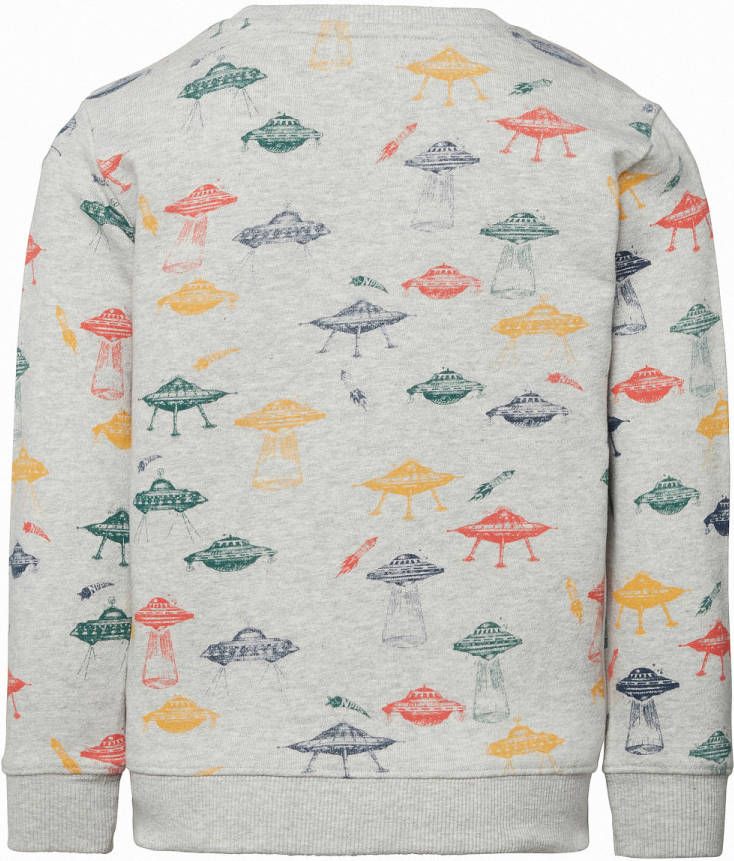 Noppies sweater Bacoor met all over print lichtgrijs melange