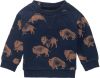 Noppies baby sweater Roanoke met all over print donkerblauw/bruin online kopen