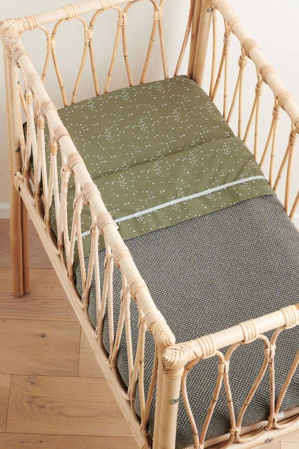 Noppies Baby Comfort Katoen(biologisch)Botanical poplin hoeslaken wieg GOTS 40x80 cm Beetle