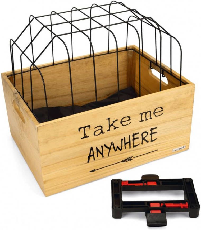 Beeztees Houten Fietsmand Journey + Kap 45 x 33 x 45 cm