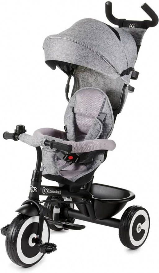 WAYS Kinderkraft Tricycle Aston Driewieler 94 X 50 X 112 Cm 9kg Grijs Verstelbare Duwstang Uv werend Zonnedak