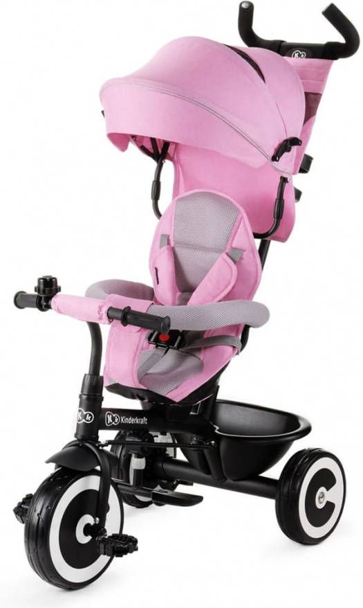 vidaXL Kinderkraft Tricycle Aston Driewieler 94 X 50 X 112 Cm 9kg Roze Verstelbare Duwstang Uv werend Zonnedak
