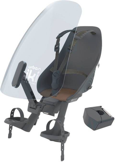 Urban Iki fietsstoeltje voor + windscherm actie met gratis montageblok Bincho Black / Kurumi Brown